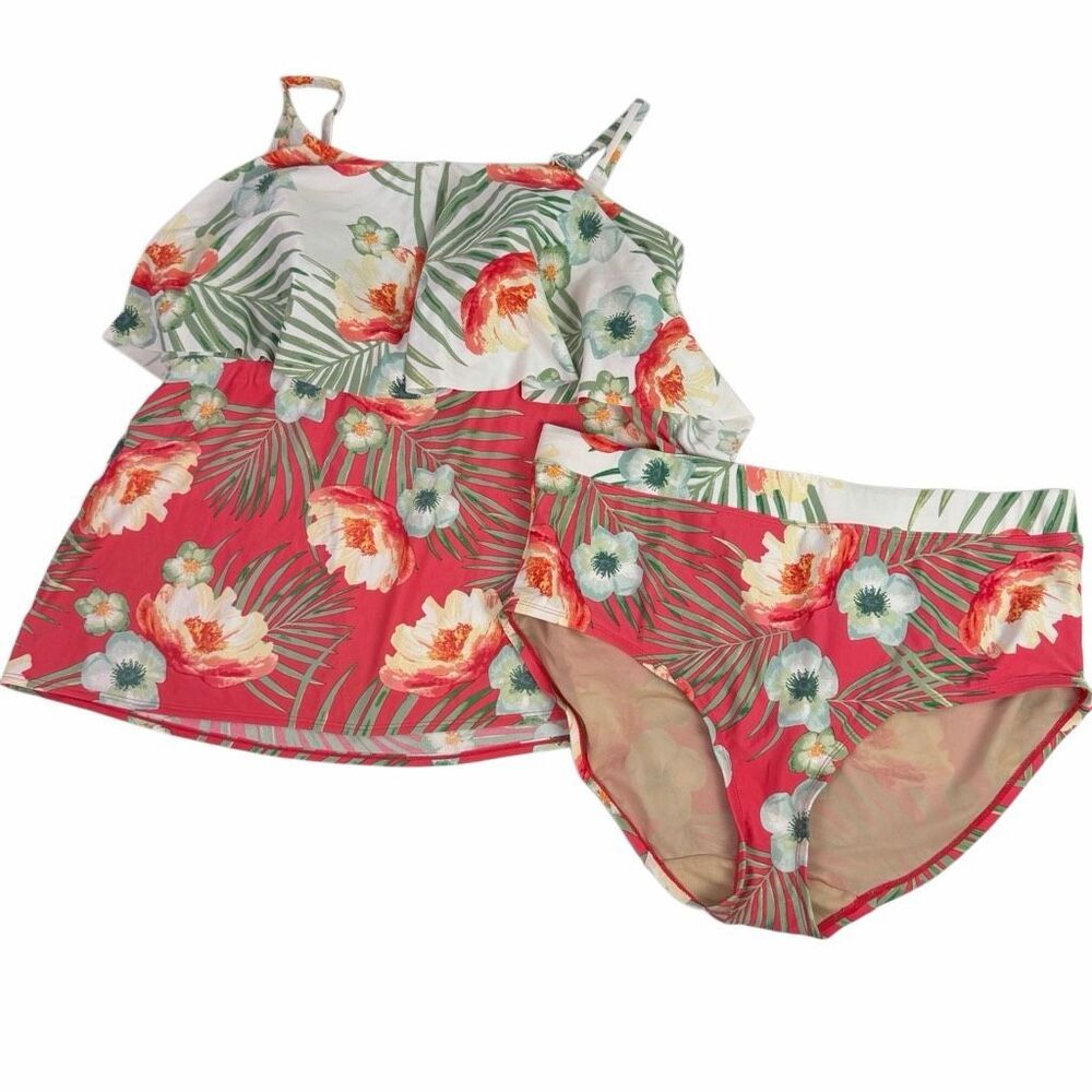 Cacique Swim size 18 Tankini Top High Waisted Bottom